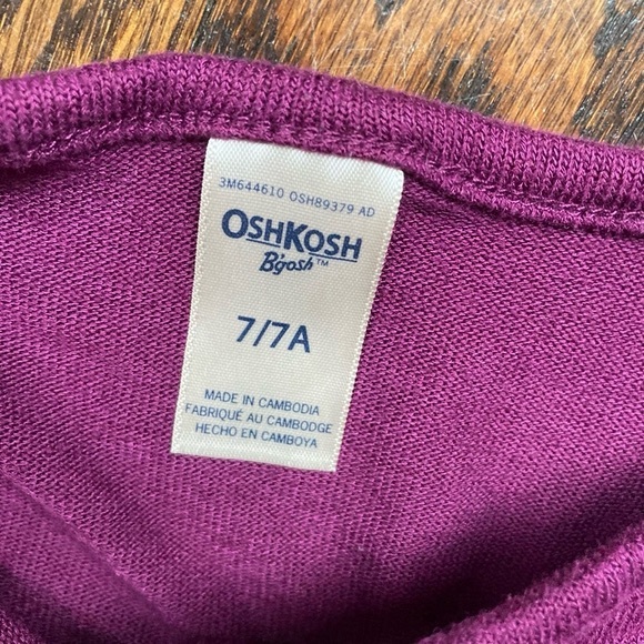 Girls OshKosh B'gosh Top Size 7/7A Purple Long Sleeve - Picture 4 of 5